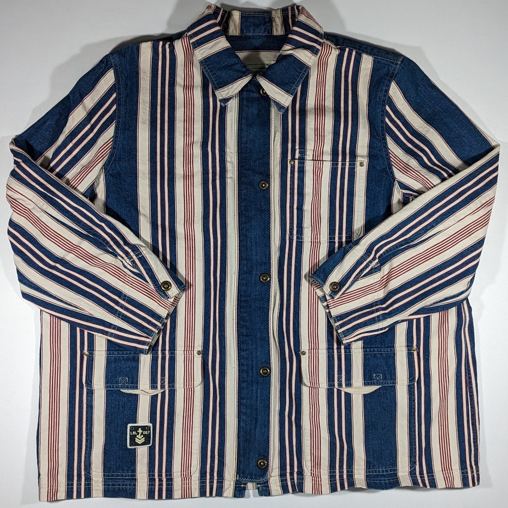 Vtg Lauren Ralph Lauren Jeans Co. LRL 067 Striped Denim Women's Jacket 2XL XXL